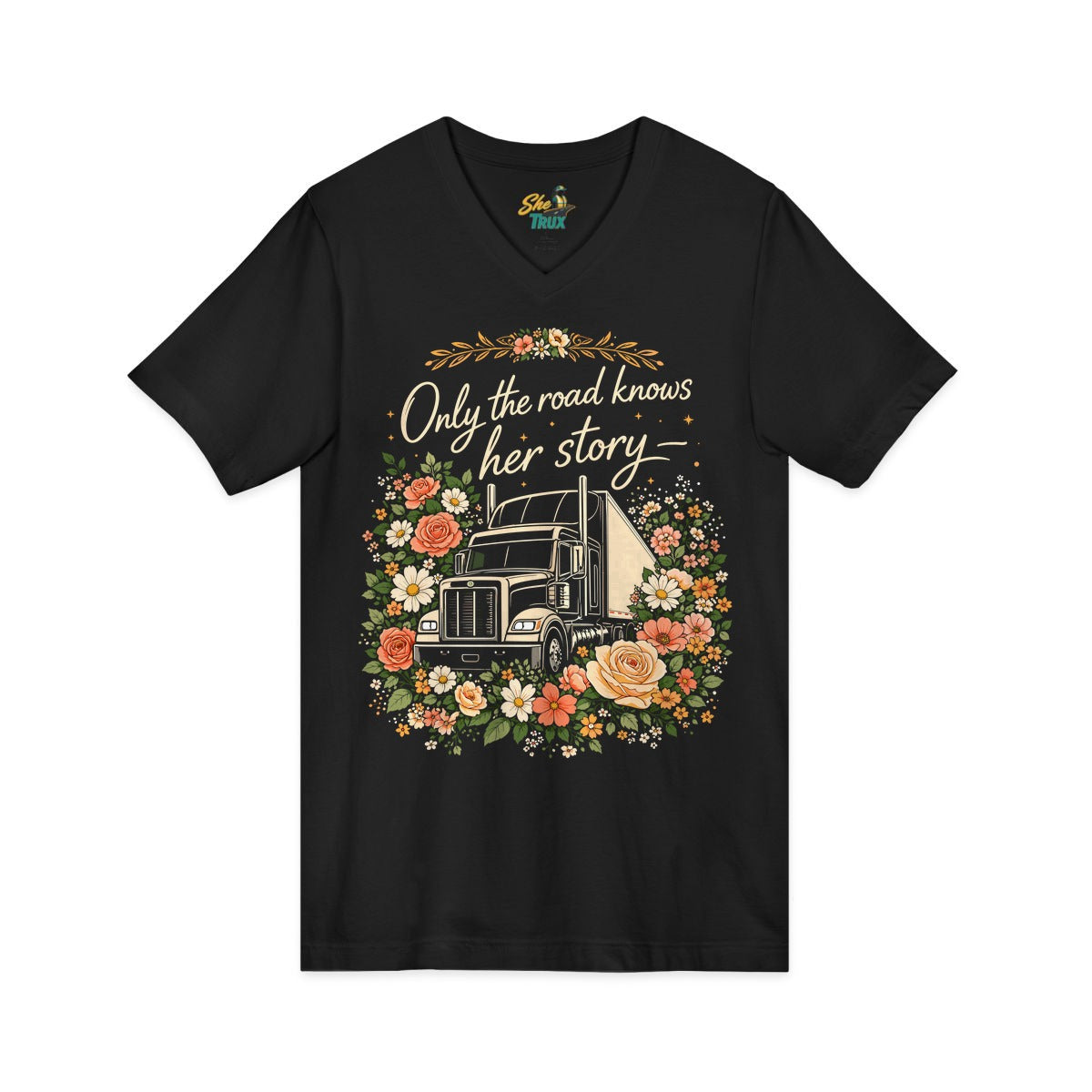 Only the Road Knows Her Story - V-Neck - Multiple Colors
