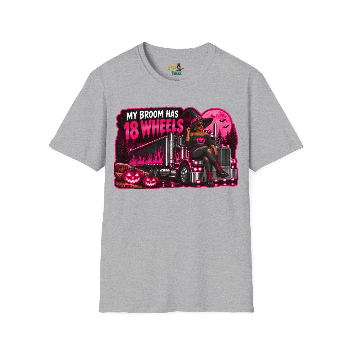 Halloween - My Broom Has 18 Wheels - T-Shirt - Multiple Colors
