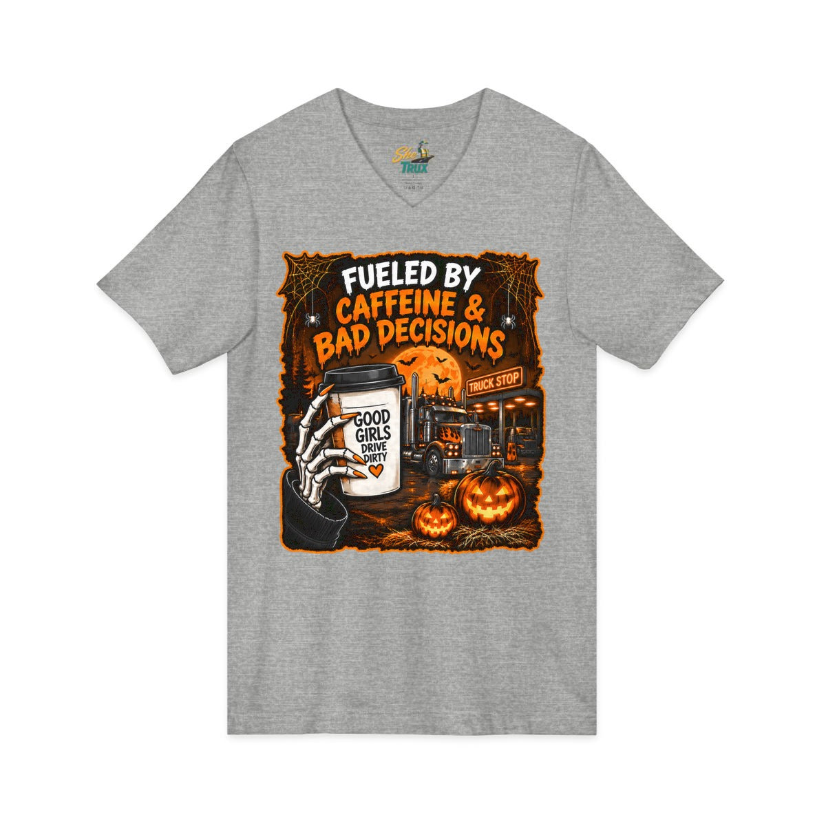 Halloween - Fueled By Caffeine and Bad Decisions - V-Neck - Multiple Colors
