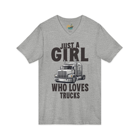 Just a Girl Who Loves Trucks - V-Neck - Multiple Colors