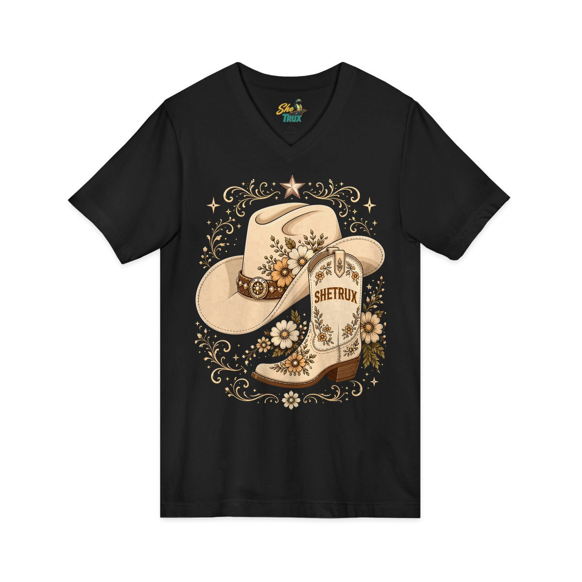 SheTrux Hat Boot Tan - V-Neck - Multiple Colors