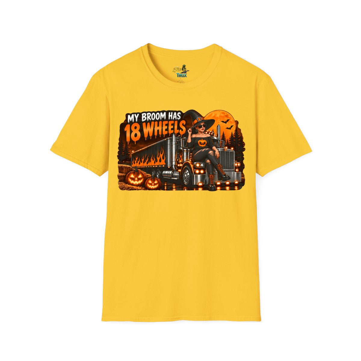Halloween - My Broom Has 18 Wheels - T-Shirt - Multiple Colors