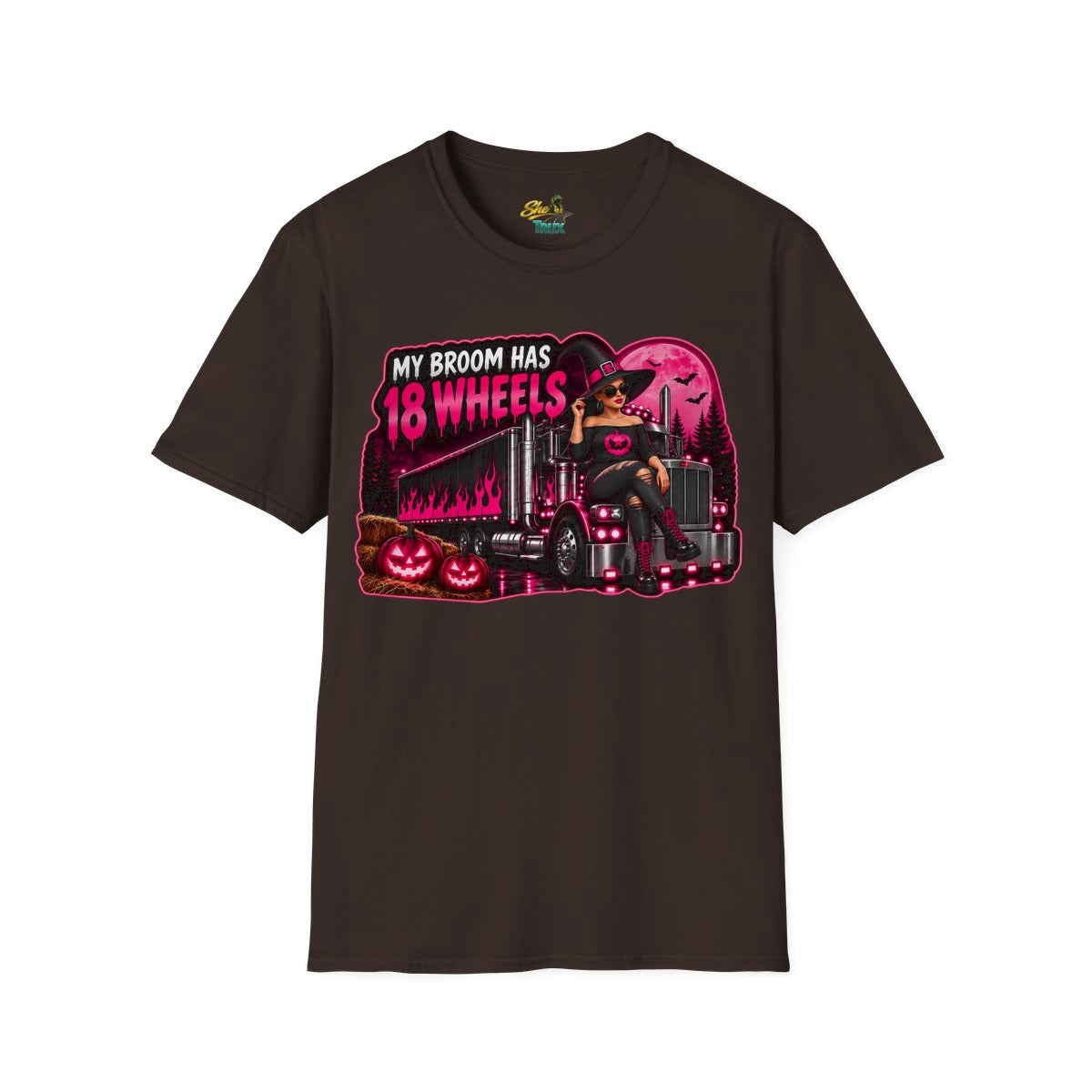 Halloween - My Broom Has 18 Wheels - T-Shirt - Multiple Colors