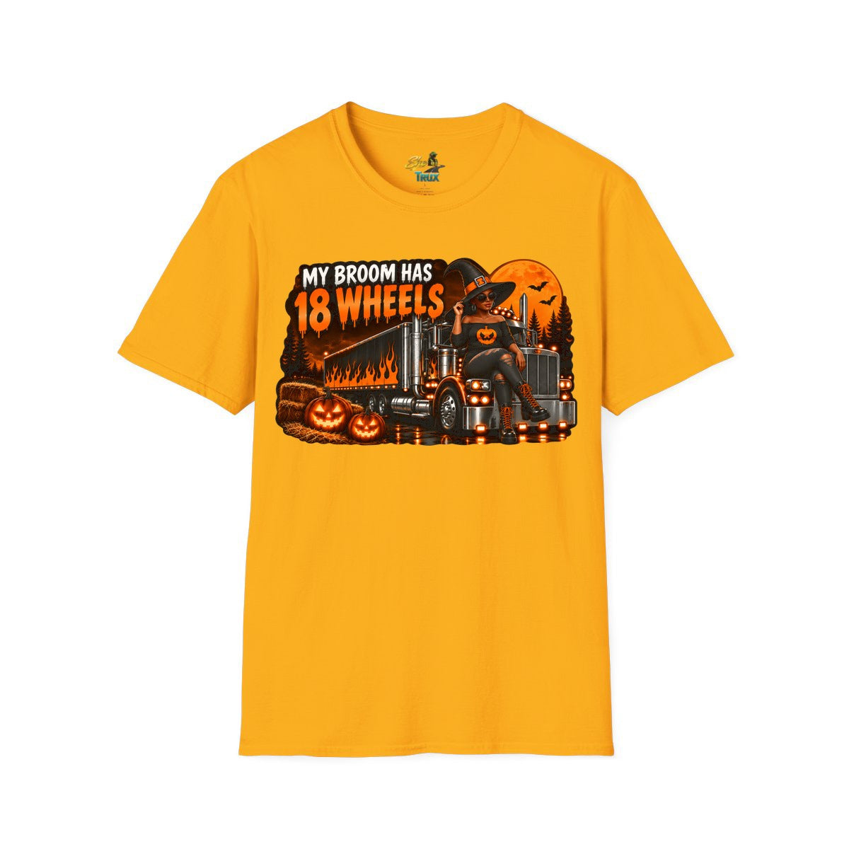 Halloween - My Broom Has 18 Wheels - T-Shirt - Multiple Colors