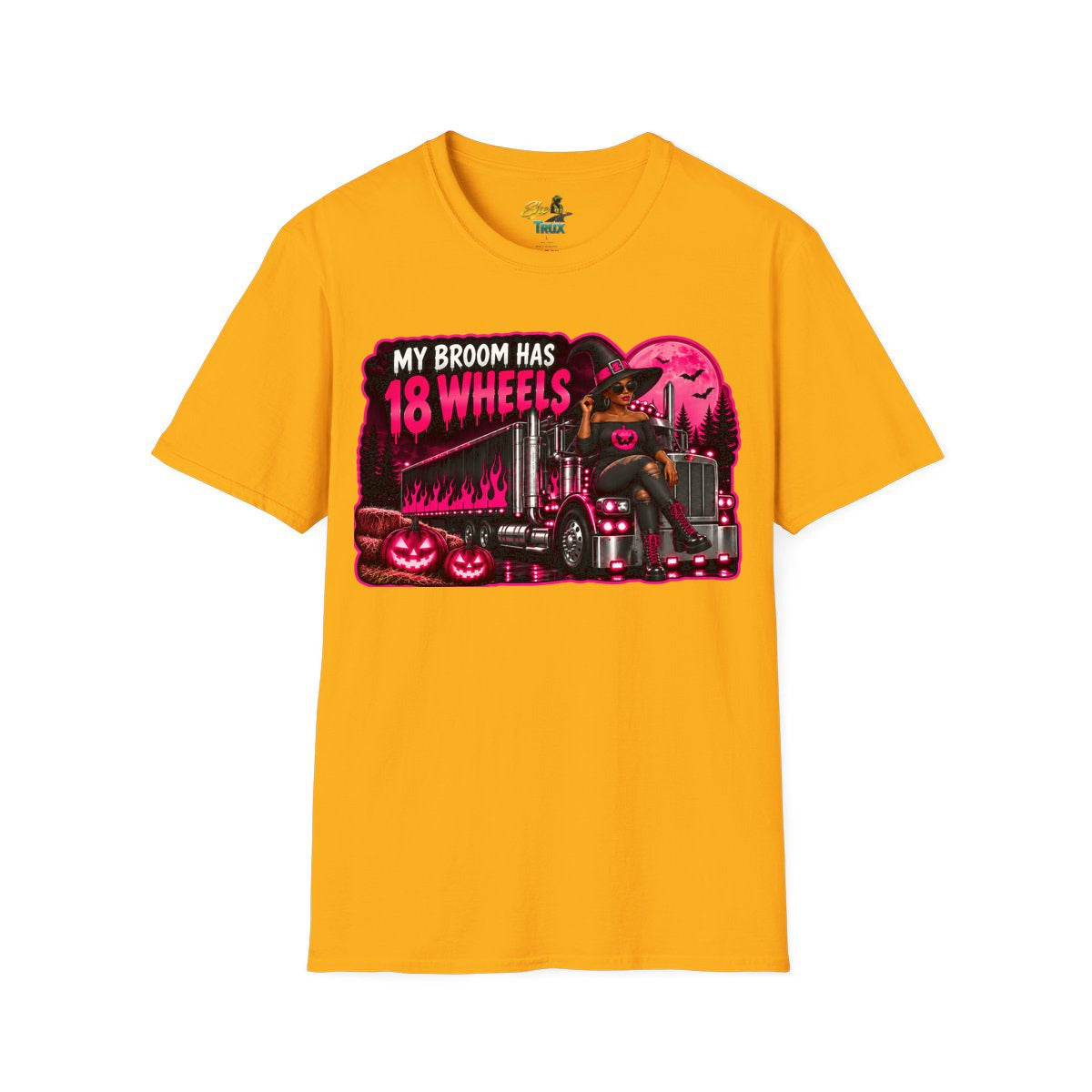 Halloween - My Broom Has 18 Wheels - T-Shirt - Multiple Colors