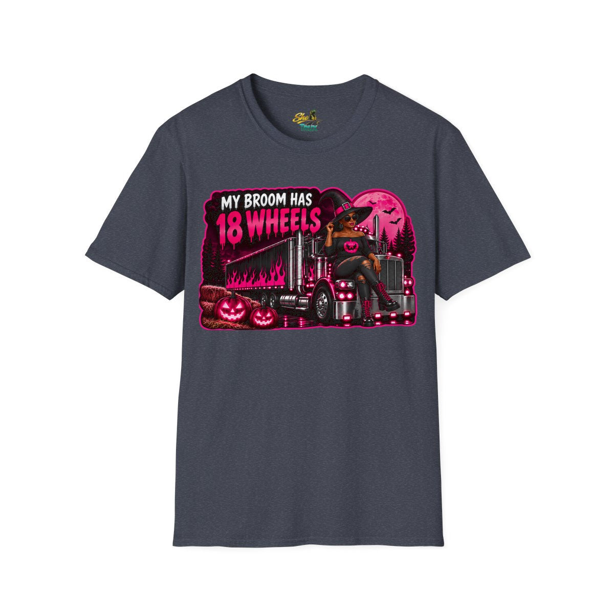 Halloween - My Broom Has 18 Wheels - T-Shirt - Multiple Colors