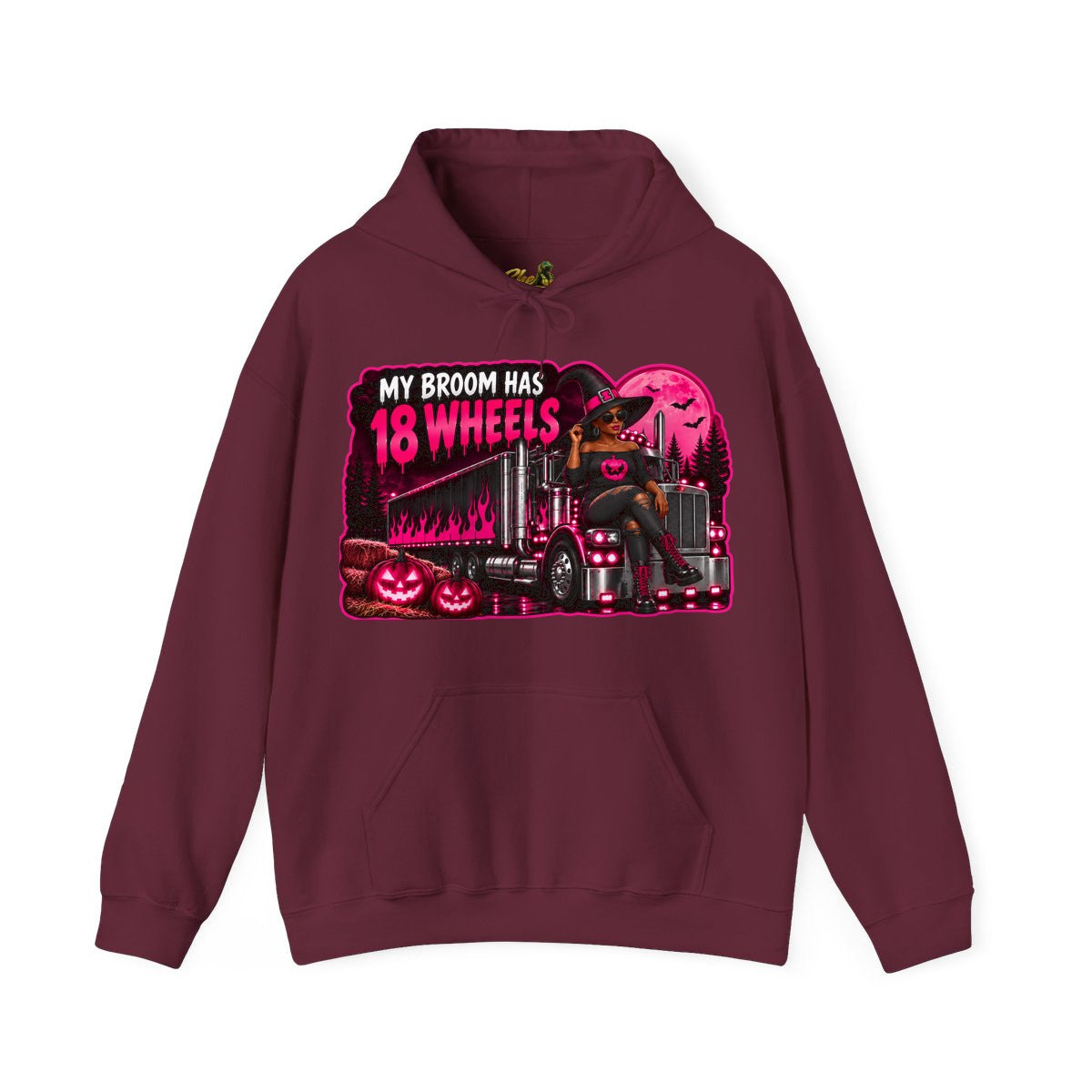 Halloween - My Broom Has 18 Wheels - Hoodie - Multiple Colors