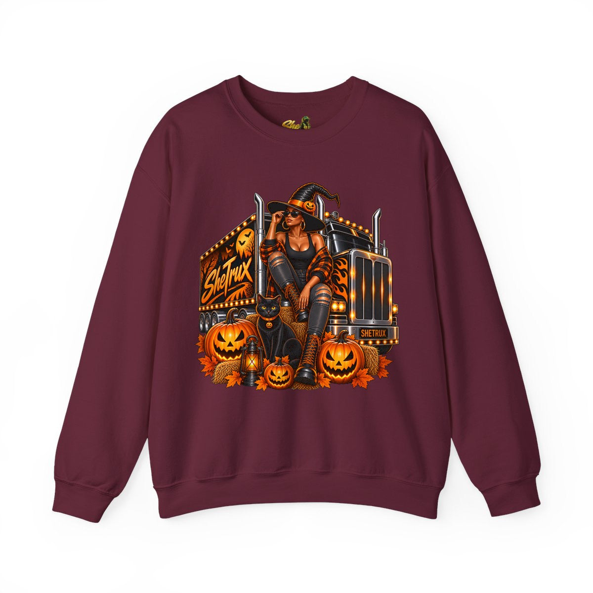 Halloween - Witch on Truck - Sweatshirt - Multiple Colors
