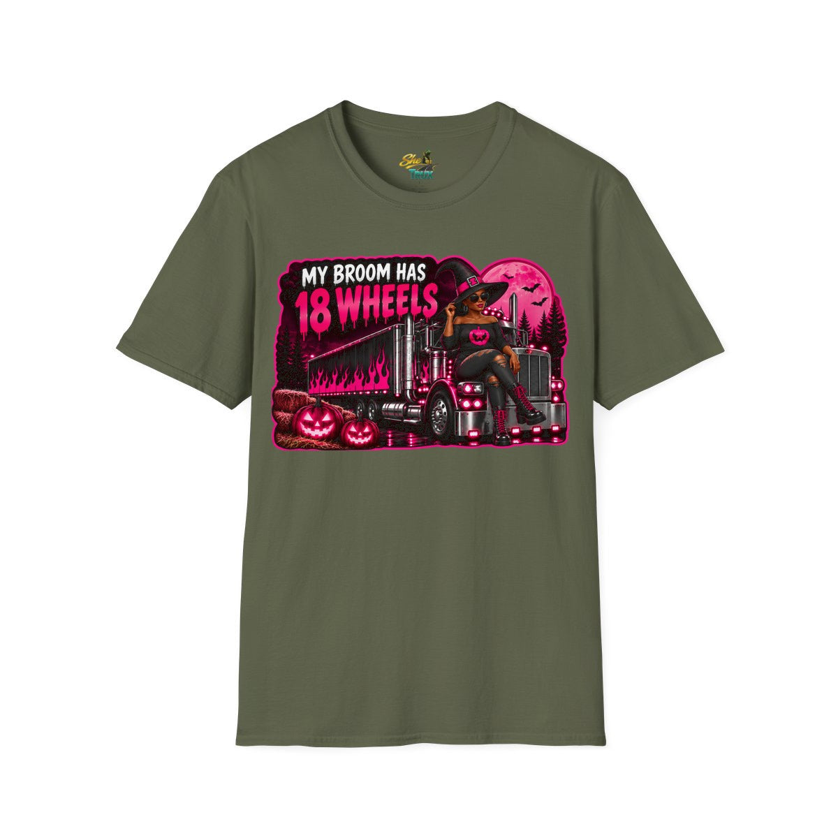 Halloween - My Broom Has 18 Wheels - T-Shirt - Multiple Colors