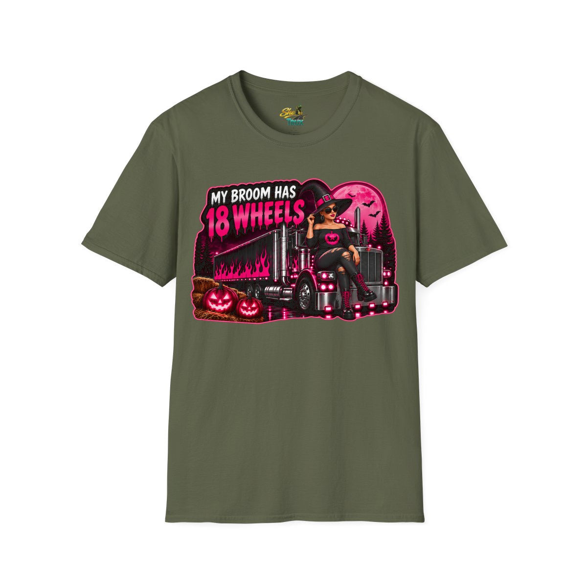 Halloween - My Broom Has 18 Wheels - T-Shirt - Multiple Colors