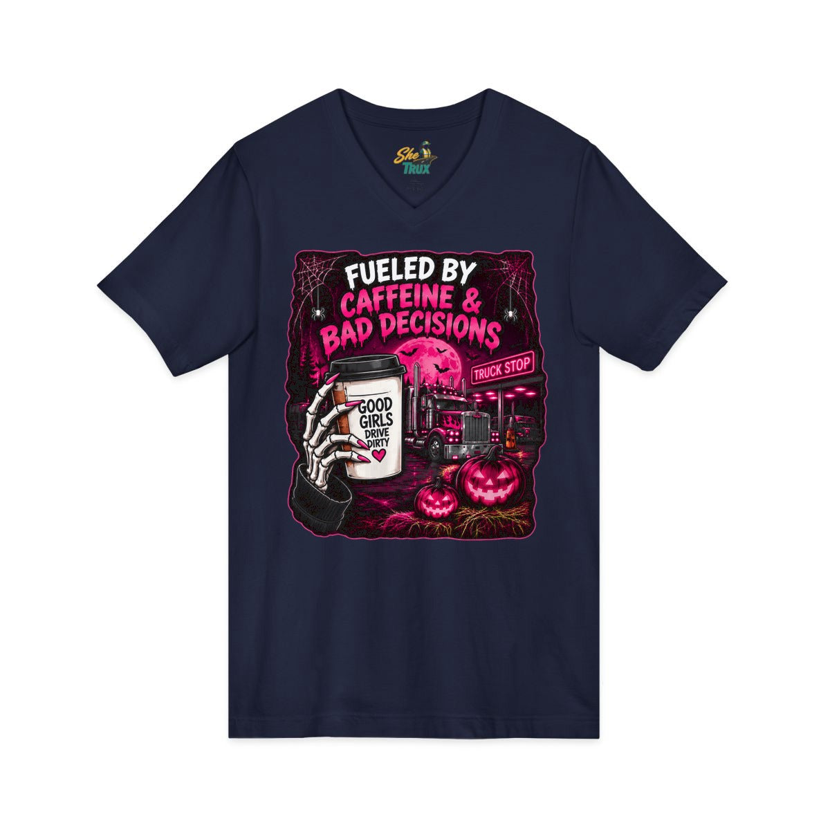 Halloween - Fueled By Caffeine and Bad Decisions - V-Neck - Multiple Colors