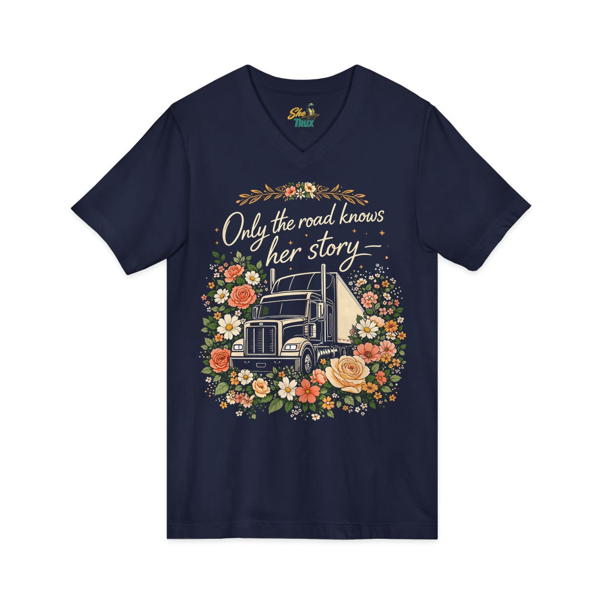 Only the Road Knows Her Story - V-Neck - Multiple Colors